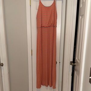 Elegant Orange Striped Maxi Dress